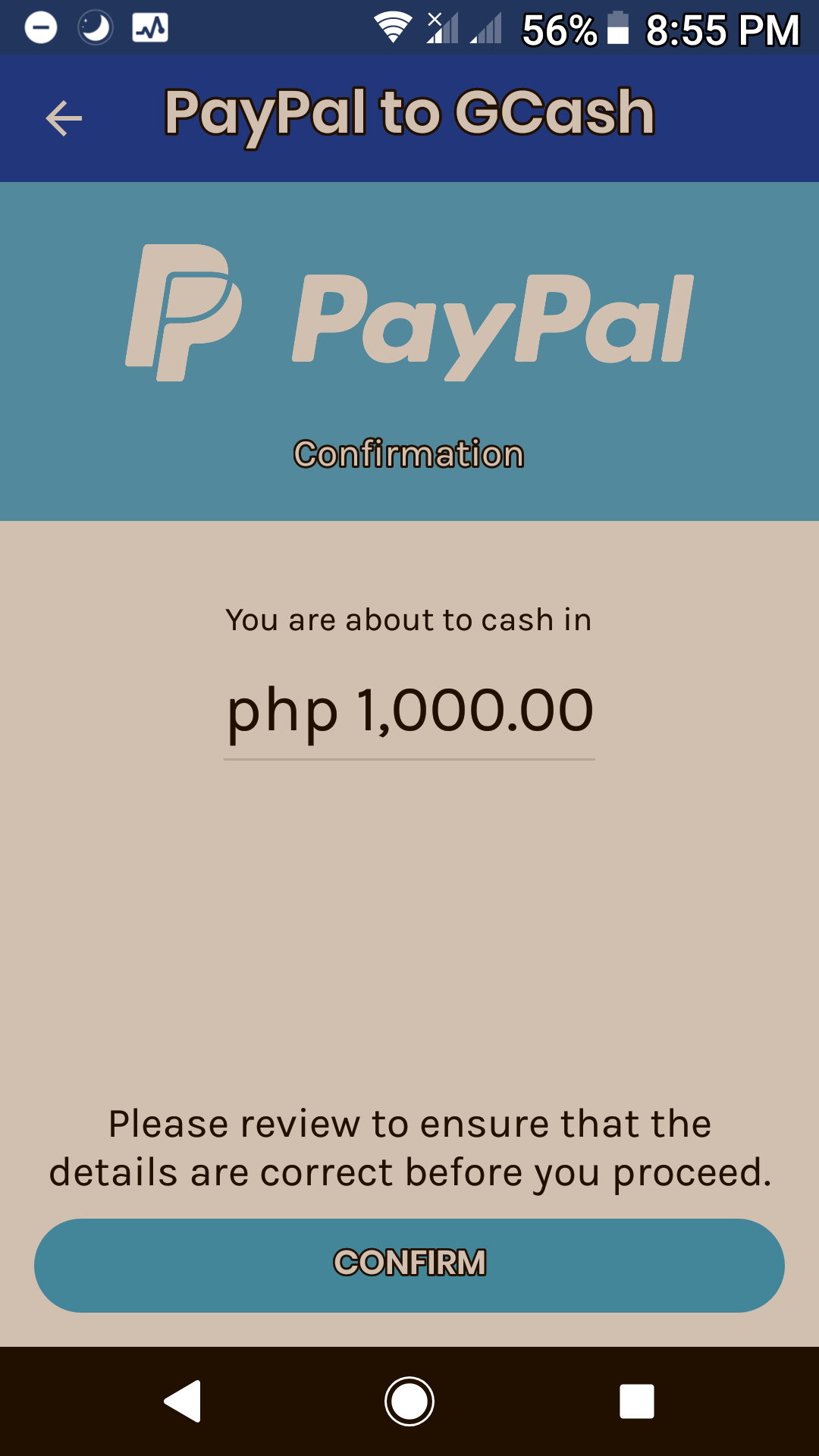 Paypal to Uphold transfer